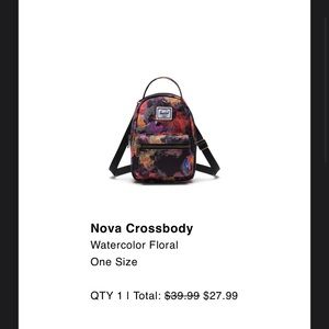 Herschel Nova swing bag - Watercolor print, NWOT